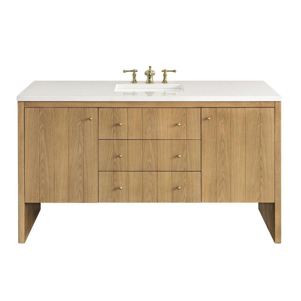 60 in. Floor Mount Vanity in Light Natural Oak 