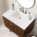 AMBERLY 36 SINGLE VANITY MID-CENTURY WALNUT W/ 3CM WHITE ZEUS TOP 