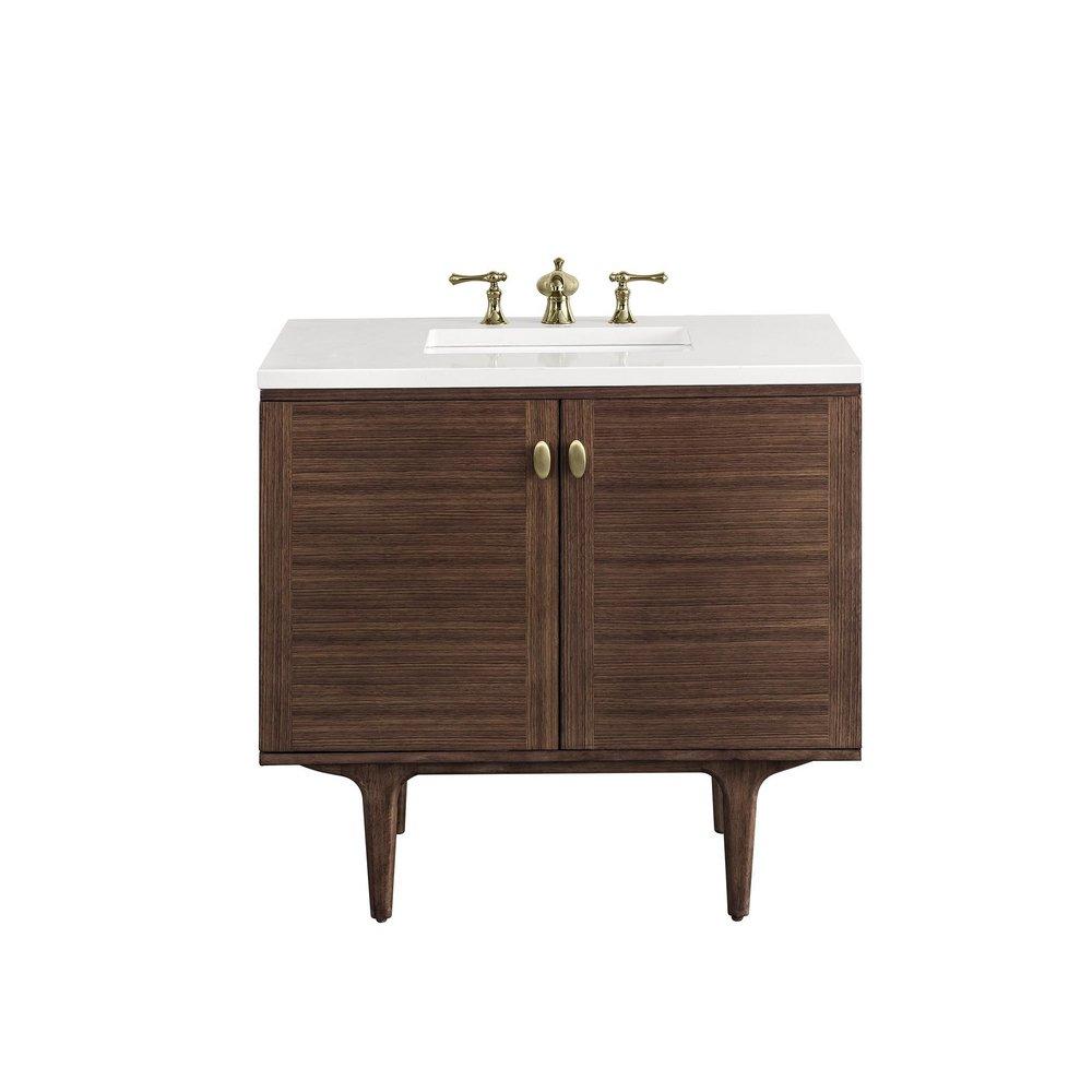 36 in. Floor Mount Vanity in Mid Century Walnut 