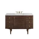 48 in. Floor Mount Vanity in Mid Century Walnut with Jasmine Pearl Top 