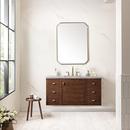 48 in. Floor Mount Vanity in Mid Century Walnut with Jasmine Pearl Top 