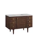 48 in. Floor Mount Vanity in Mid Century Walnut with Jasmine Pearl Top 