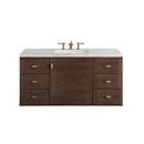 48 in. Floor Mount Vanity in Mid Century Walnut with Jasmine Pearl Top 