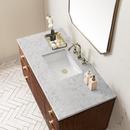 48 in. Floor Mount Vanity in Mid Century Walnut with Jasmine Pearl Top 