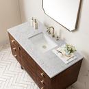 48 in. Floor Mount Vanity in Mid Century Walnut with Jasmine Pearl Top 