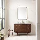 48 in. Floor Mount Vanity in Mid Century Walnut with Jasmine Pearl Top 