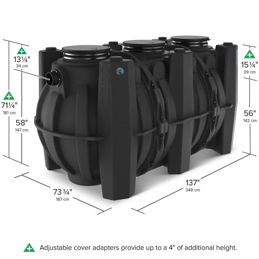 GB-1500 100/200 gpm Grease Interceptor with 6 in. Inlet/Outlet and Cast Iron Cover 