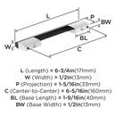 CLAREMONT 6-5/16 IN 160MM CENTER-TO-CENTER POLISHED CHROME/MATTE BLACK CABINET PULL 