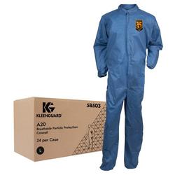 Breathable Particle Protection Coveralls, Zipper Front, Elastic Back, Wrists & Ankles, Blue Denim, L (Case of 24)
