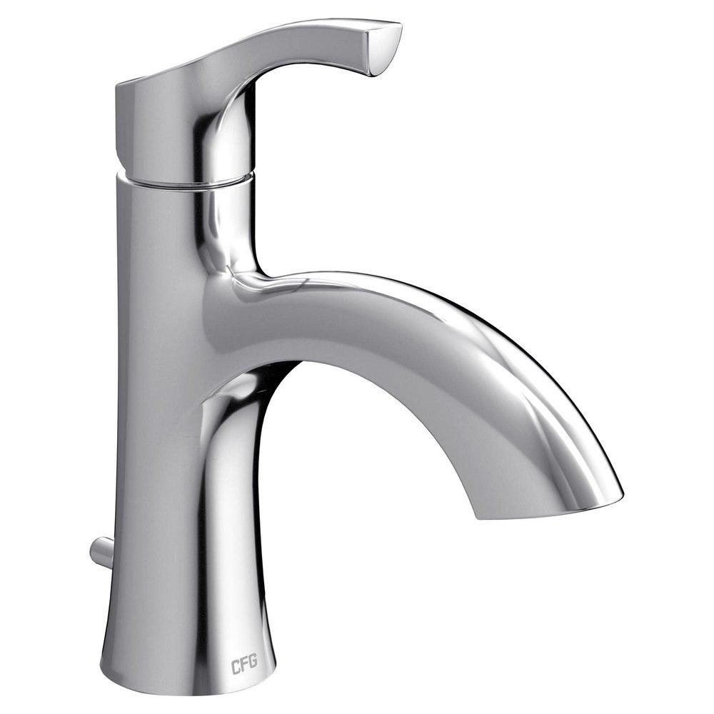 CHROME ONE-HANDLE LOW ARC BATHROOM FAUCET 