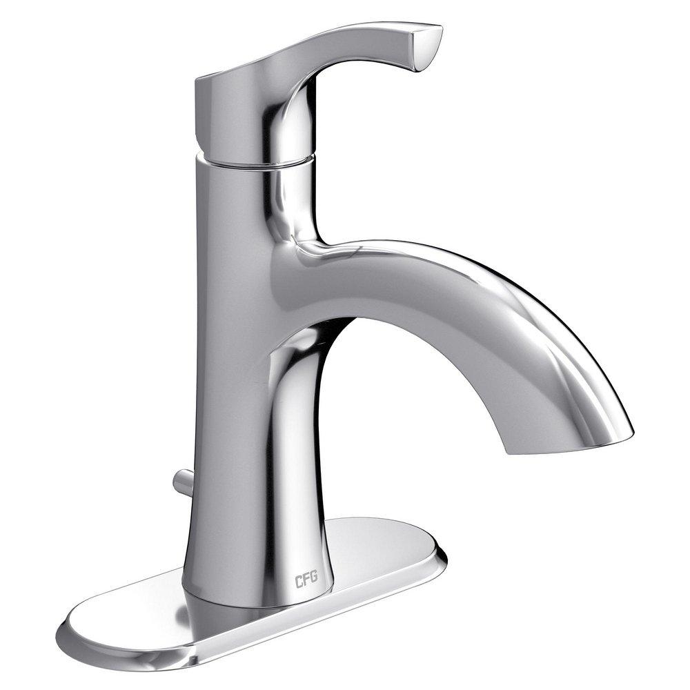 CHROME ONE-HANDLE LOW ARC BATHROOM FAUCET 