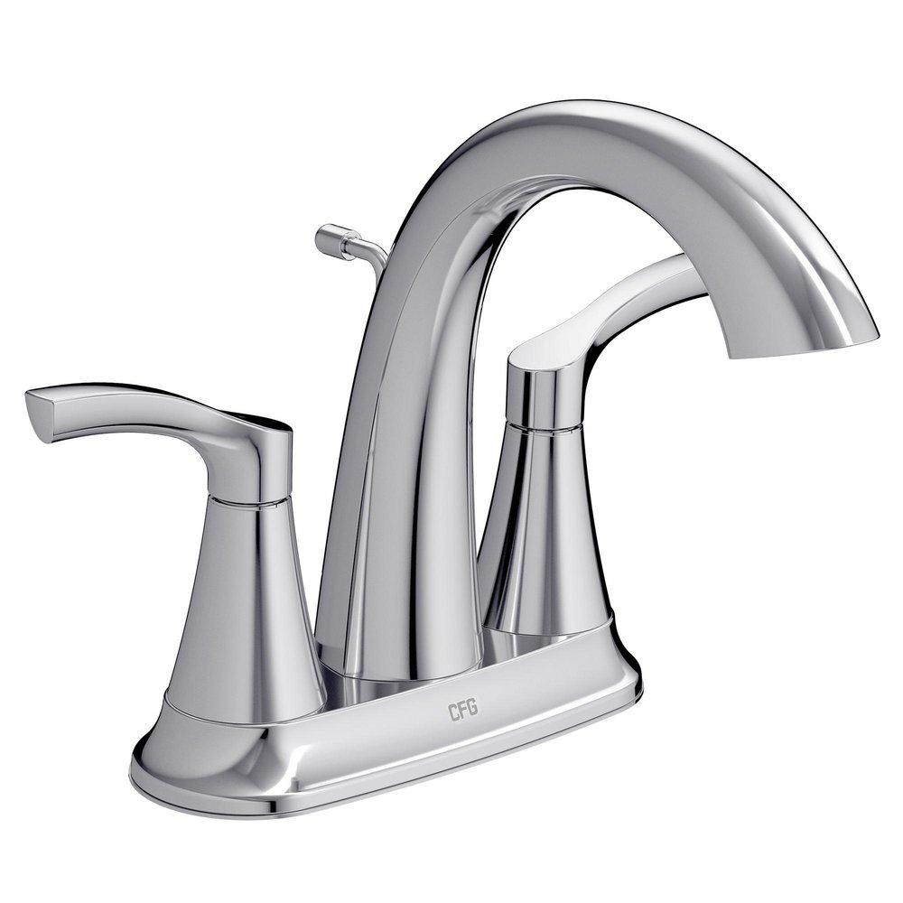 Two-Handle High Arc Centerset Bathroom Sink Faucet in Chrome 