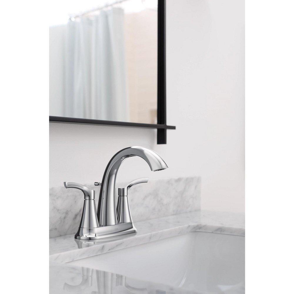 Two-Handle High Arc Centerset Bathroom Sink Faucet in Chrome 