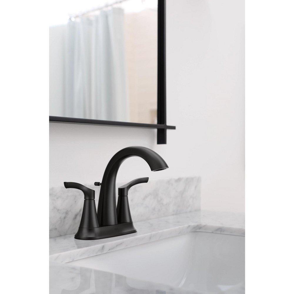 MATTE BLACK TWO-HANDLE HIGH ARC BATHROOM FAUCET 