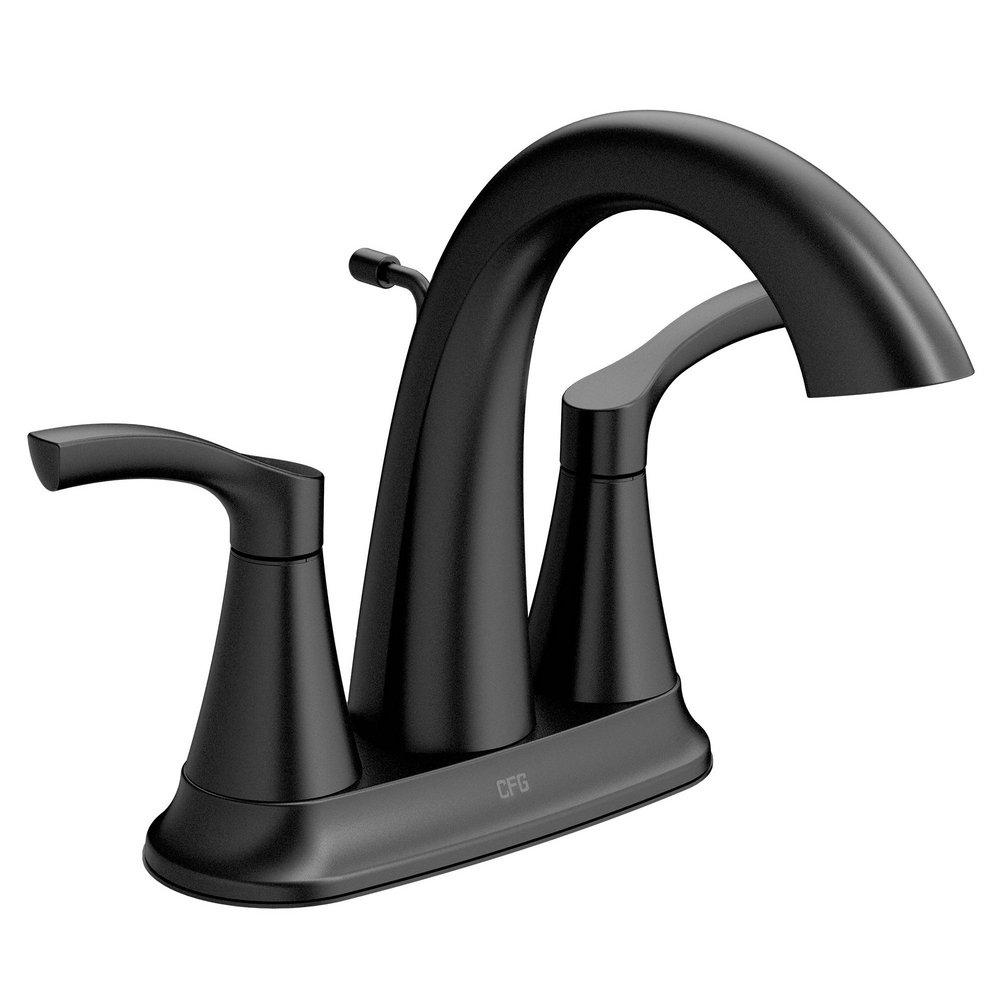 MATTE BLACK TWO-HANDLE HIGH ARC BATHROOM FAUCET 