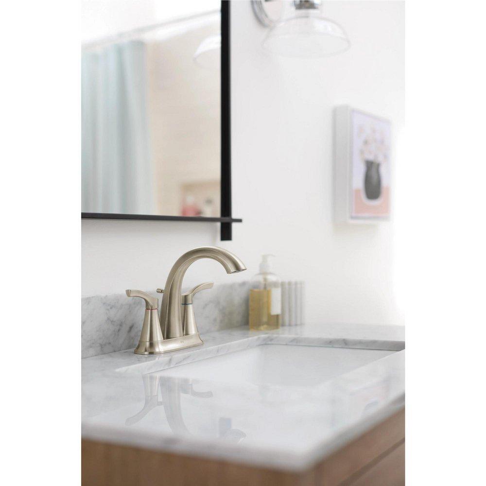 Two-Handle High Arc Centerset Bathroom Sink Faucet in Brushed Nickel 