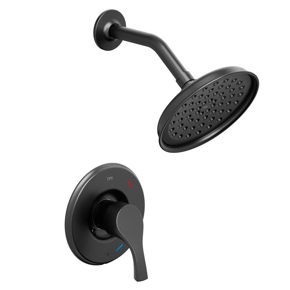 Single Handle Shower Faucet in Matte Black (Trim Only) 