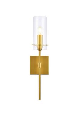 40W 1-Light 20in. Wall Sconce in Brass/Clear