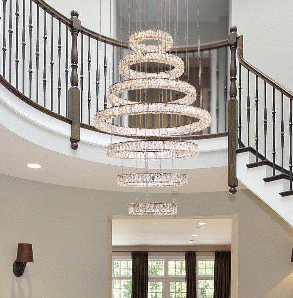 Elegant Lighting Gold 38 x 40 in. 232W 7-Tier 7-Light LED Luxe and Modern Chandelier 