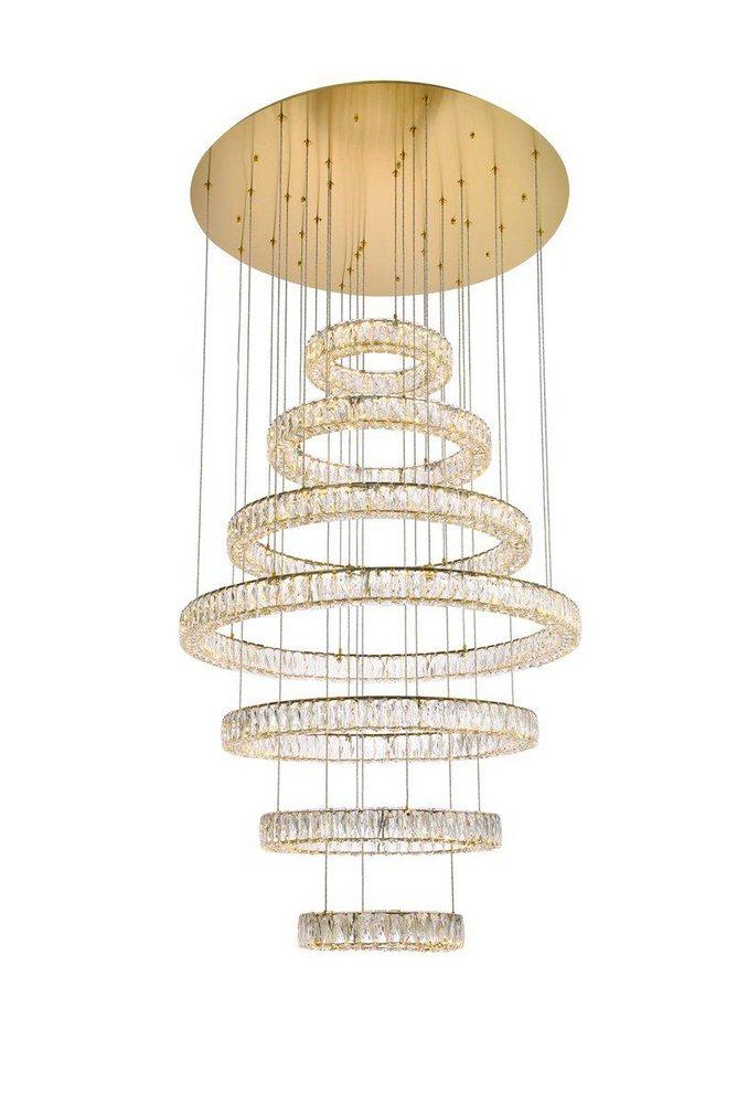 Elegant Lighting Gold 38 x 40 in. 232W 7-Tier 7-Light LED Luxe and Modern Chandelier 