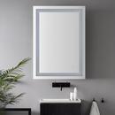 JONATHAN Y White 30 in. Flat Edge Rectangular Lighted Mirror in White 