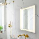 JONATHAN Y White 30 in. Flat Edge Rectangular Lighted Mirror in White 