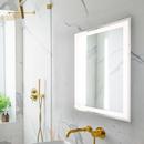 JONATHAN Y White 30 in. Flat Edge Rectangular Lighted Mirror in White 