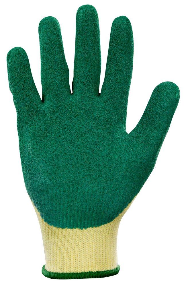Cotton/Poly Knit, Green Latex Coated Palm Gloves, M 