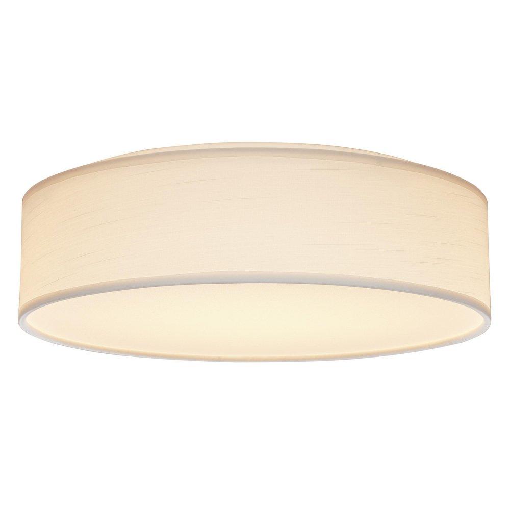 15 INCH; CCT SELECTABLE; FABRIC DRUM LED DECOR FLUSH MOUNT FIXTURE; WHITE FABRIC SHADE; ACRYLIC DIFFUSER 