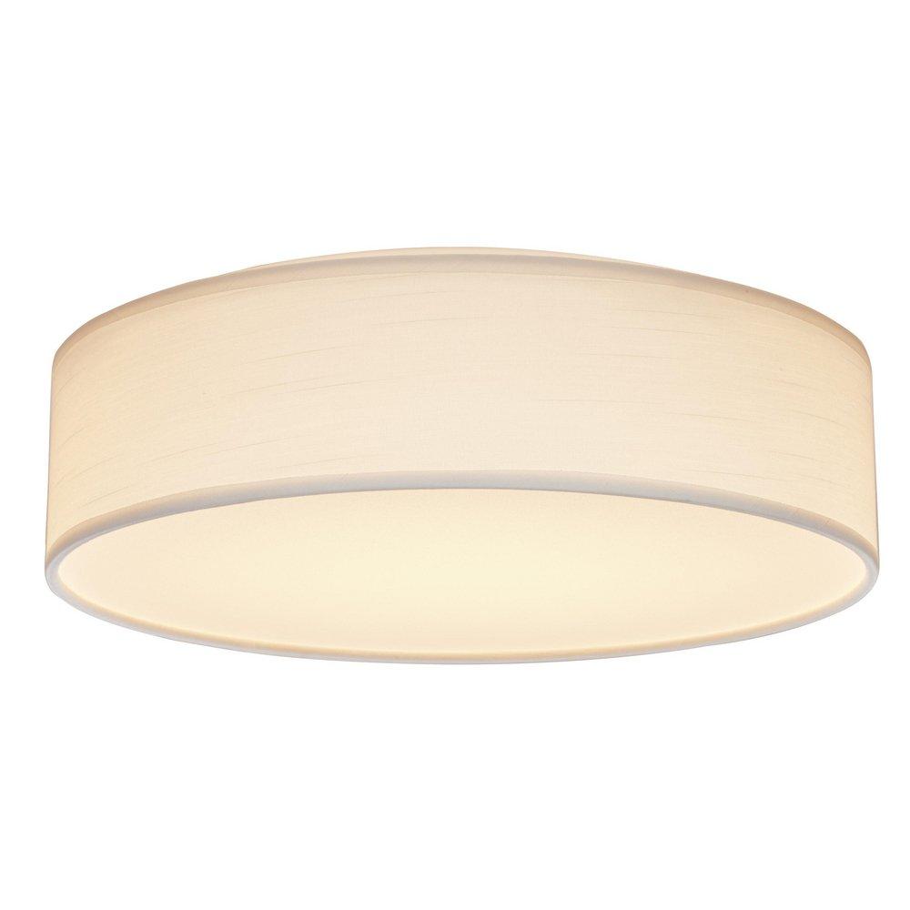 15 INCH; CCT SELECTABLE; FABRIC DRUM LED DECOR FLUSH MOUNT FIXTURE; WHITE FABRIC SHADE; ACRYLIC DIFFUSER 