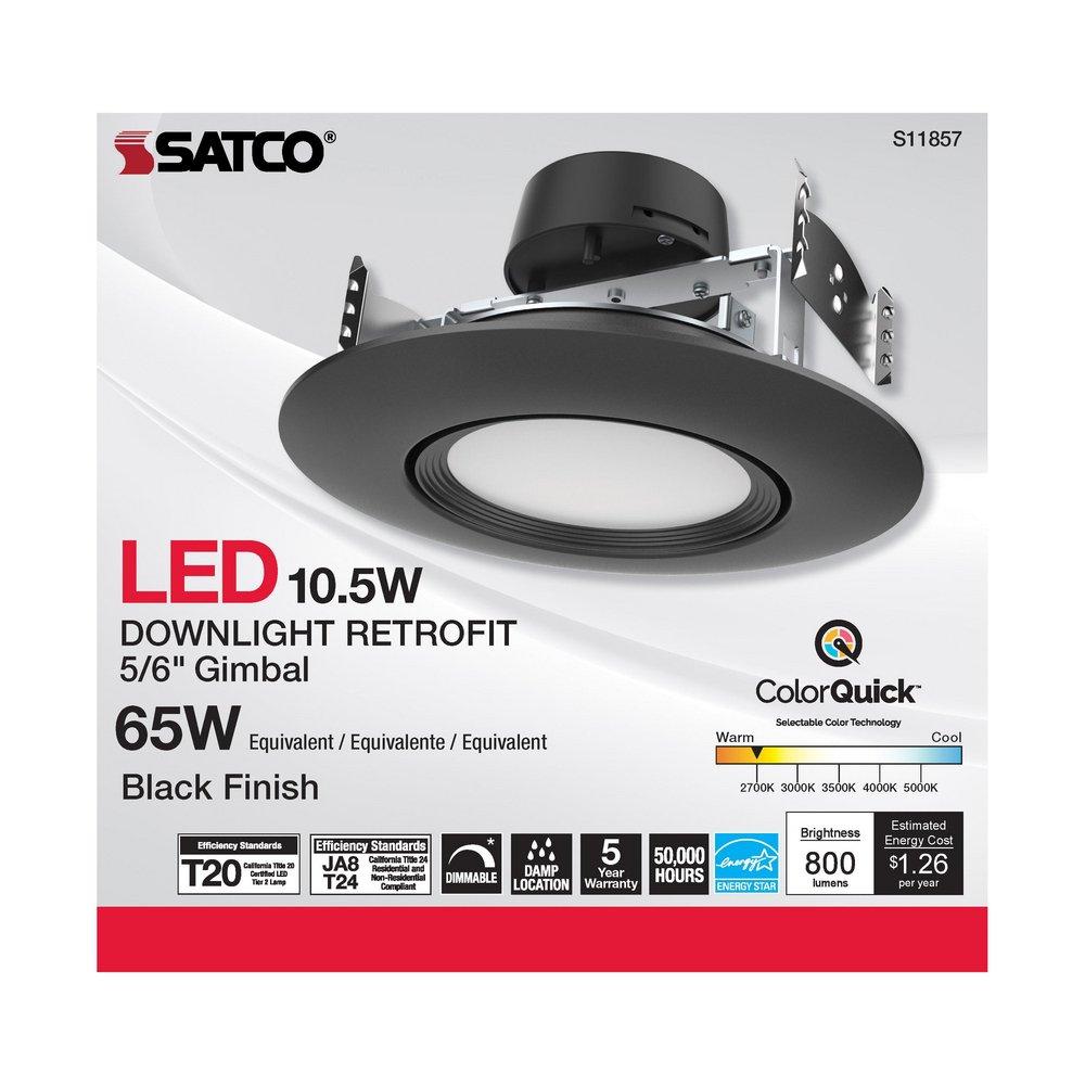 10.5 WATT; LED DIRECT WIRE DOWNLIGHT; GIMBALED; 120 VOLT; CCT SELECTABLE; BLACK FINISH 
