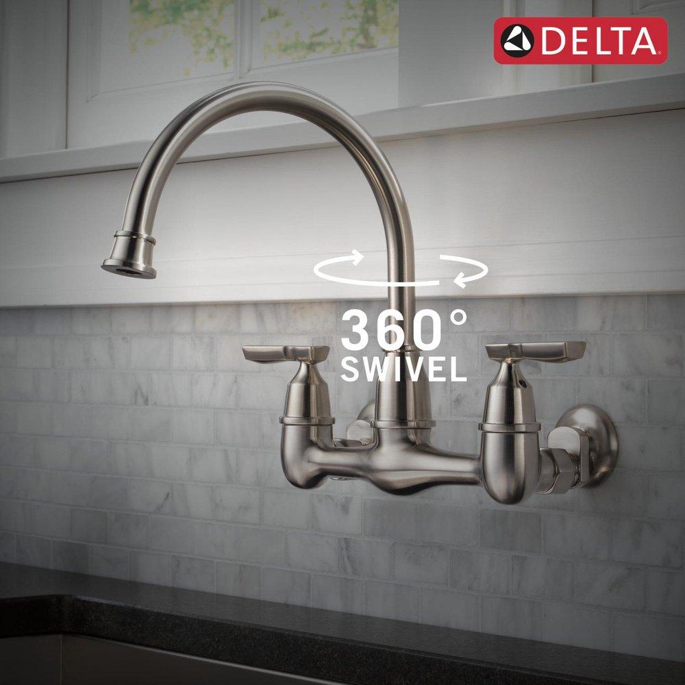 DELTA CORIN: TWO HANDLE WALL MOUNTED KITCHEN FAUCET 