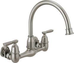 Two Handle Bridge Kitchen Faucet in Brilliance Stainless