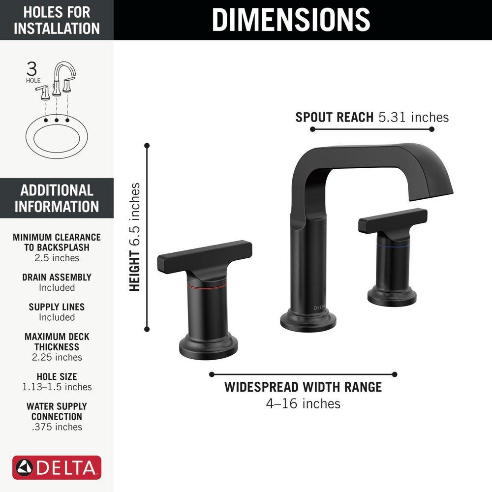 Two Handle Widespread Bathroom Sink Faucet in Matte Black 