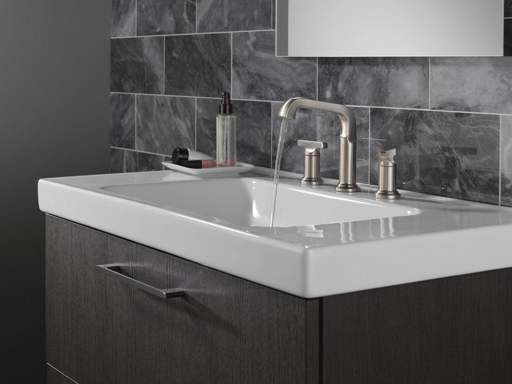 Delta Faucet Lumicoat Stainless Two Handle Widespread Bathroom Sink Faucet 