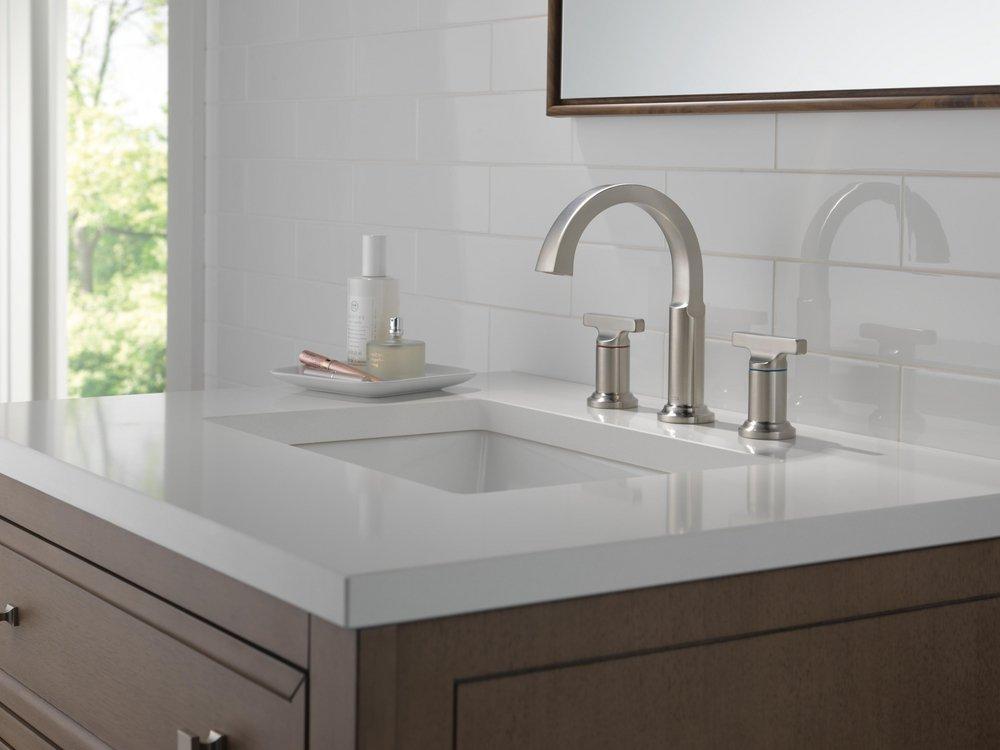 DELTA TETRA TWO HANDLE WIDESPREAD BATHROOM FAUCET 