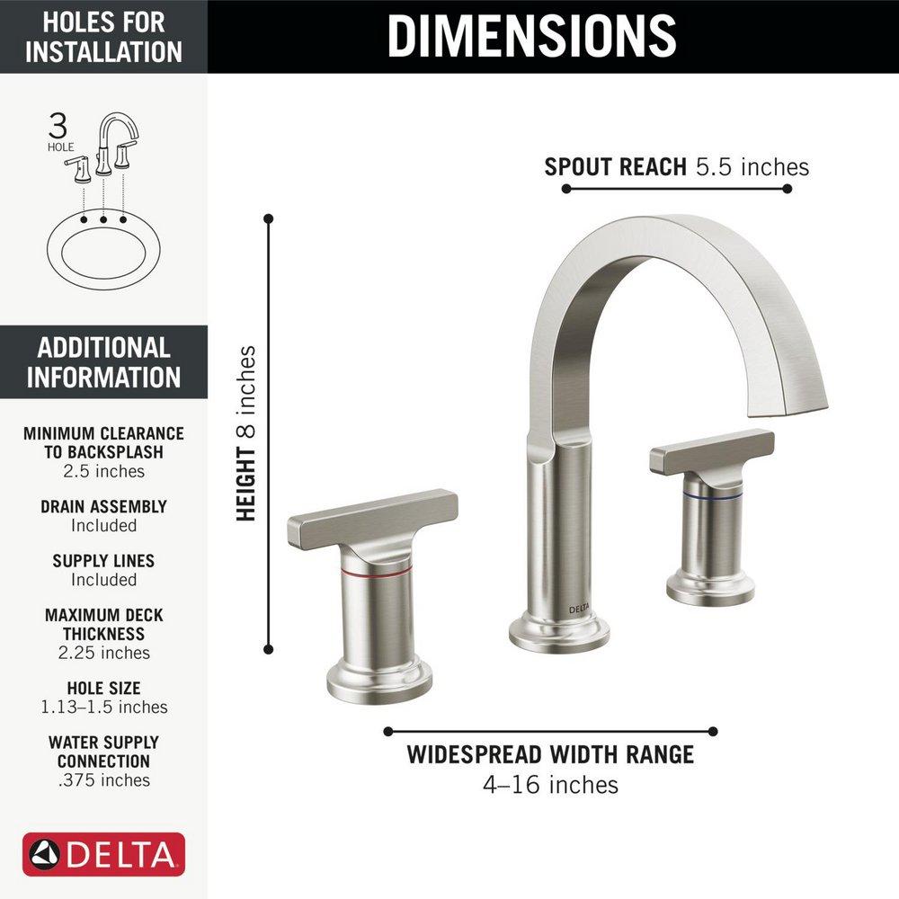 Delta Faucet Lumicoat Stainless Two Handle Widespread Bathroom Sink Faucet 