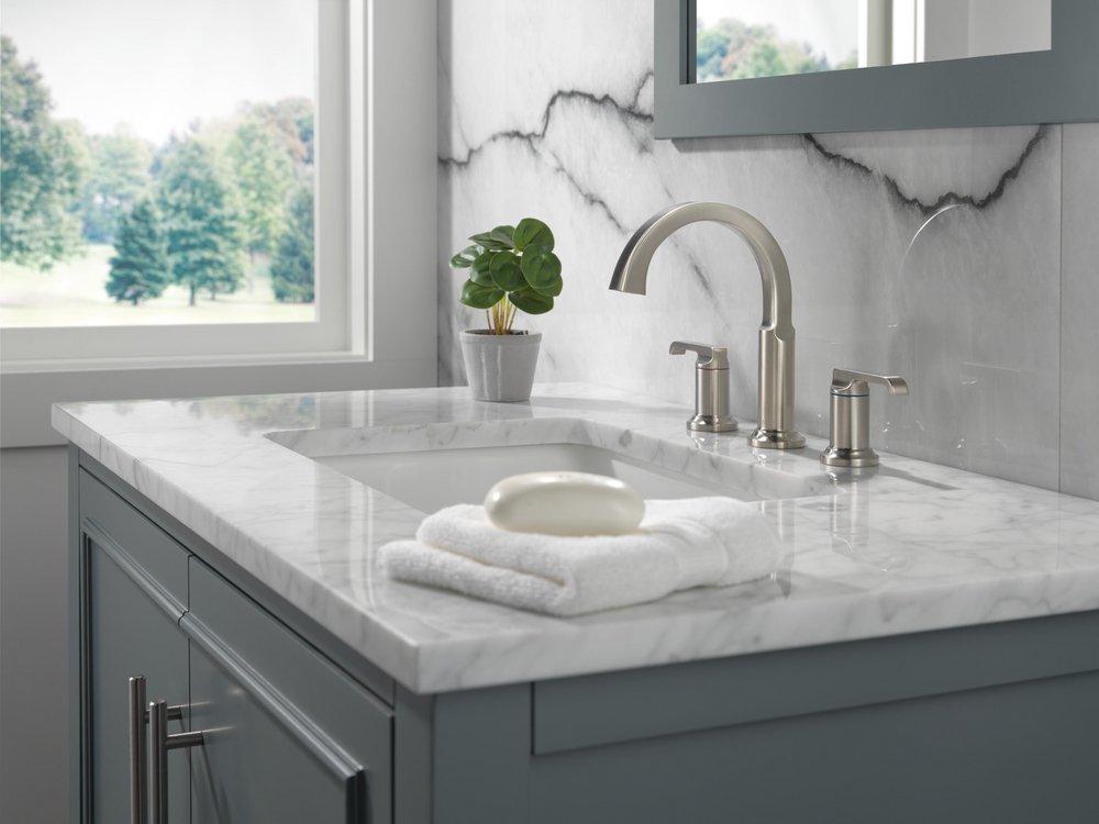 Two Handle Widespread Bathroom Sink Faucet in Lumicoat&reg; Stainless 