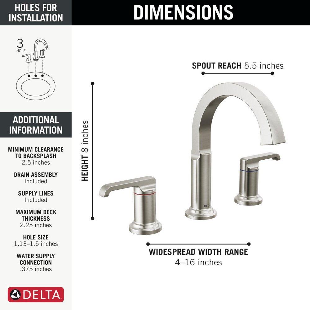 Two Handle Widespread Bathroom Sink Faucet in Lumicoat&reg; Stainless 