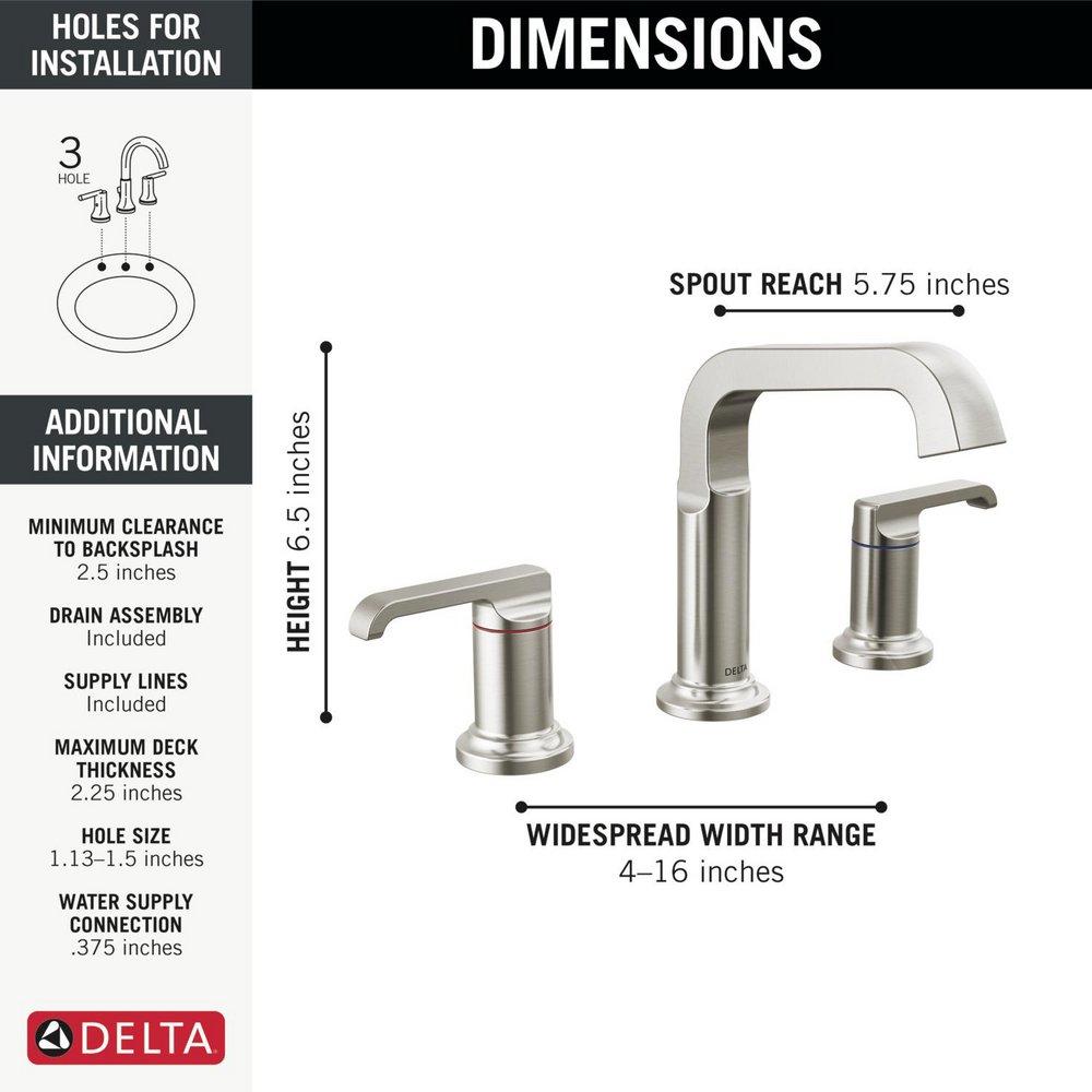 Delta Faucet Lumicoat Stainless Two Handle Widespread Bathroom Sink Faucet 