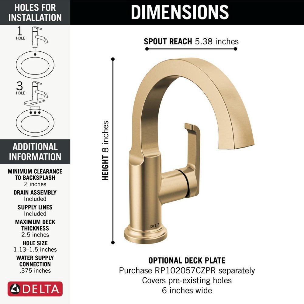 Single Handle Monoblock Bathroom Sink Faucet in Lumicoat Champagne Bronze 