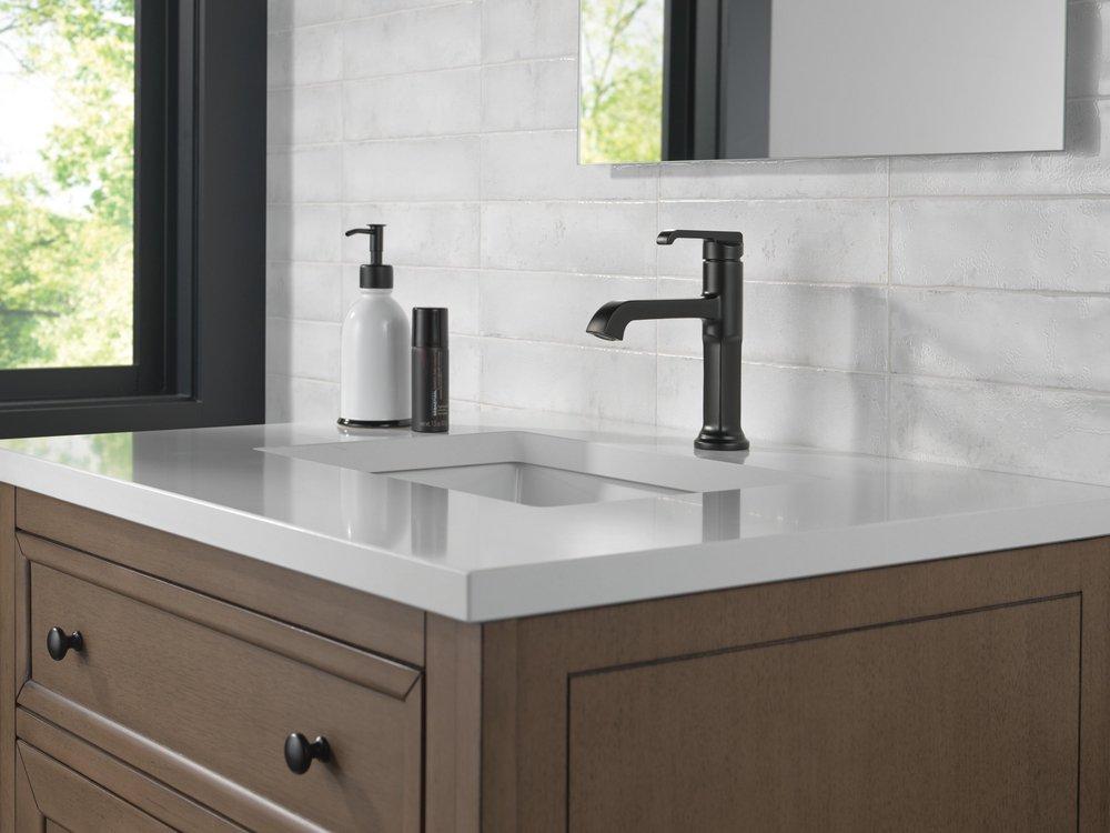 Delta Faucet Matte Black Single Handle Monoblock Bathroom Sink Faucet 