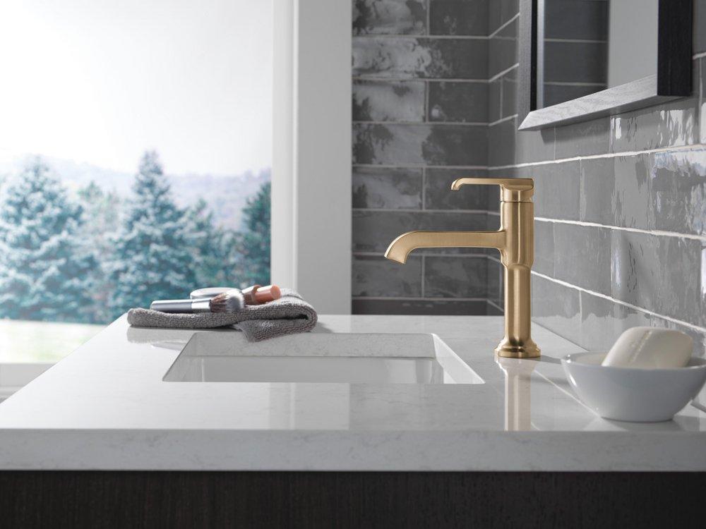 Delta Faucet Lumicoat Champagne Bronze Single Handle Monoblock Bathroom Sink Faucet 
