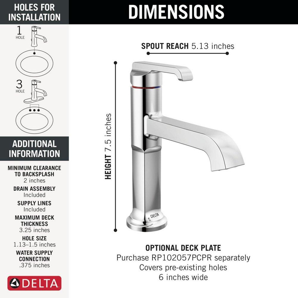 Delta Faucet Lumicoat Chrome Single Handle Monoblock Bathroom Sink Faucet 