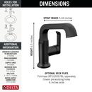 Delta Faucet Matte Black Single Handle Monoblock Bathroom Sink Faucet 