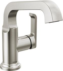 Single Handle Monoblock Bathroom Sink Faucet in Lumicoat Stainless