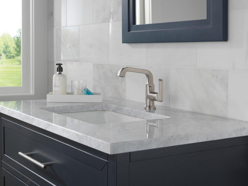 Delta Faucet Lumicoat Stainless Single Handle Monoblock Bathroom Sink Faucet 