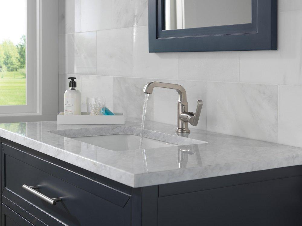Delta Faucet Lumicoat Stainless Single Handle Monoblock Bathroom Sink Faucet 
