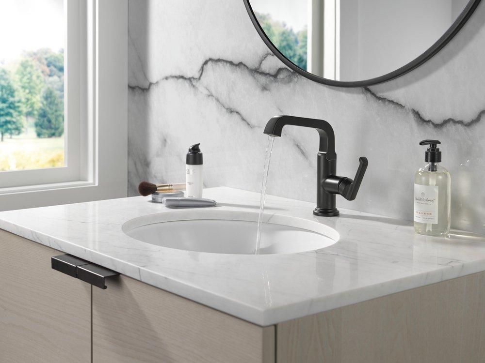 Delta Faucet Matte Black Single Handle Monoblock Bathroom Sink Faucet 