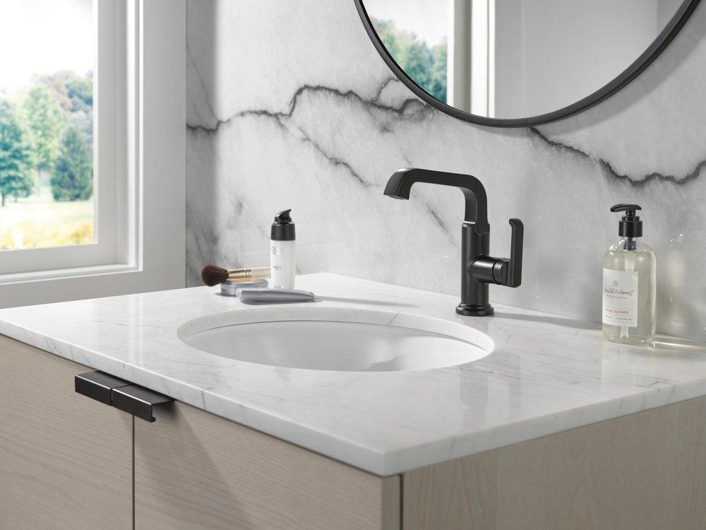 Delta Faucet Matte Black Single Handle Monoblock Bathroom Sink Faucet 